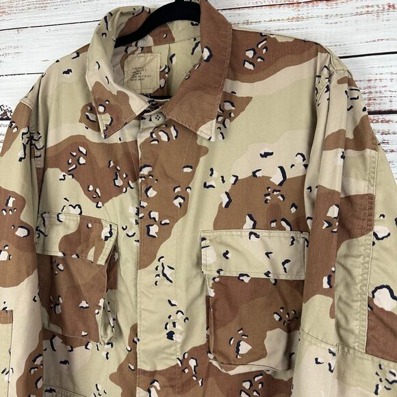 VTG US Army Gulf War Desert Choc Chip Camo 6 Color Shirt Jacket Combat Sz XL - Picture 2 of 6